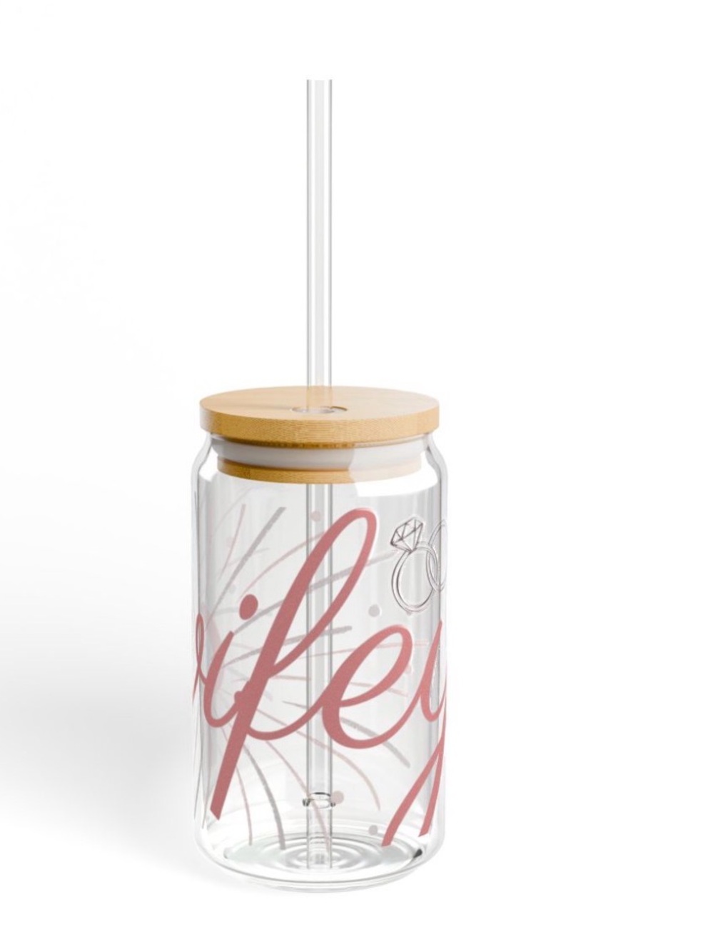 Wifey Clear Acrylic Tumbler with Bamboo Lid